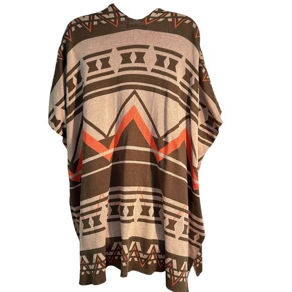 Tally Weijl Poncho XXS/XS Aztec Print Open Front Cardigan Kaftan Cotton Blend - Picture 2 of 16